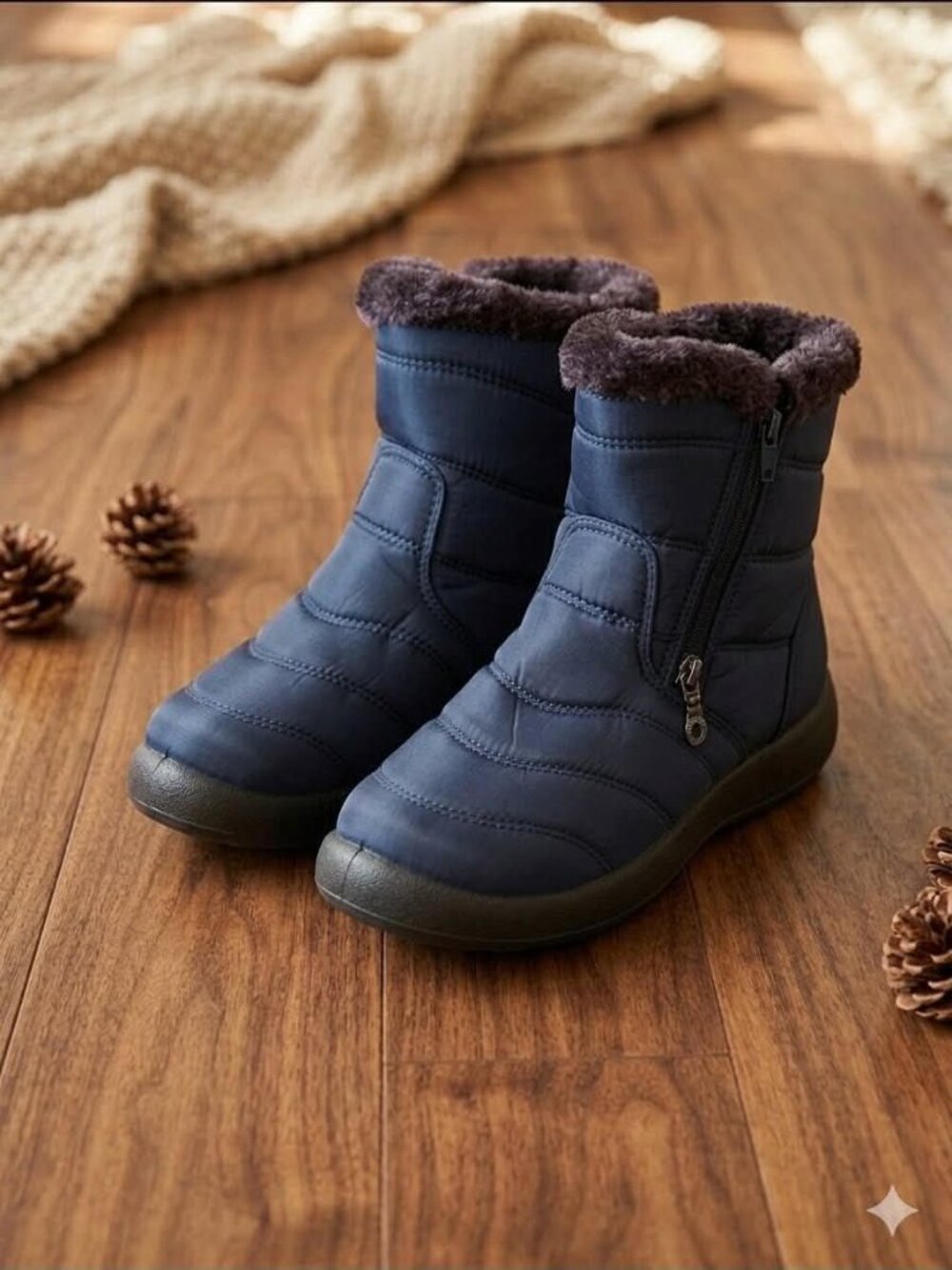 Cozy Winter Ankle Boots with Faux Fur - Size 7.5 #90